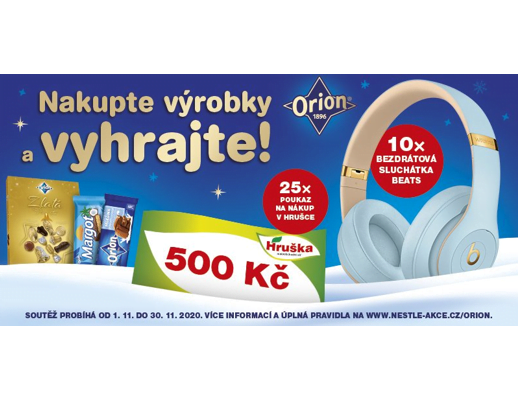 Orion Nestlé Hruška soutěž sluchátka poukázky