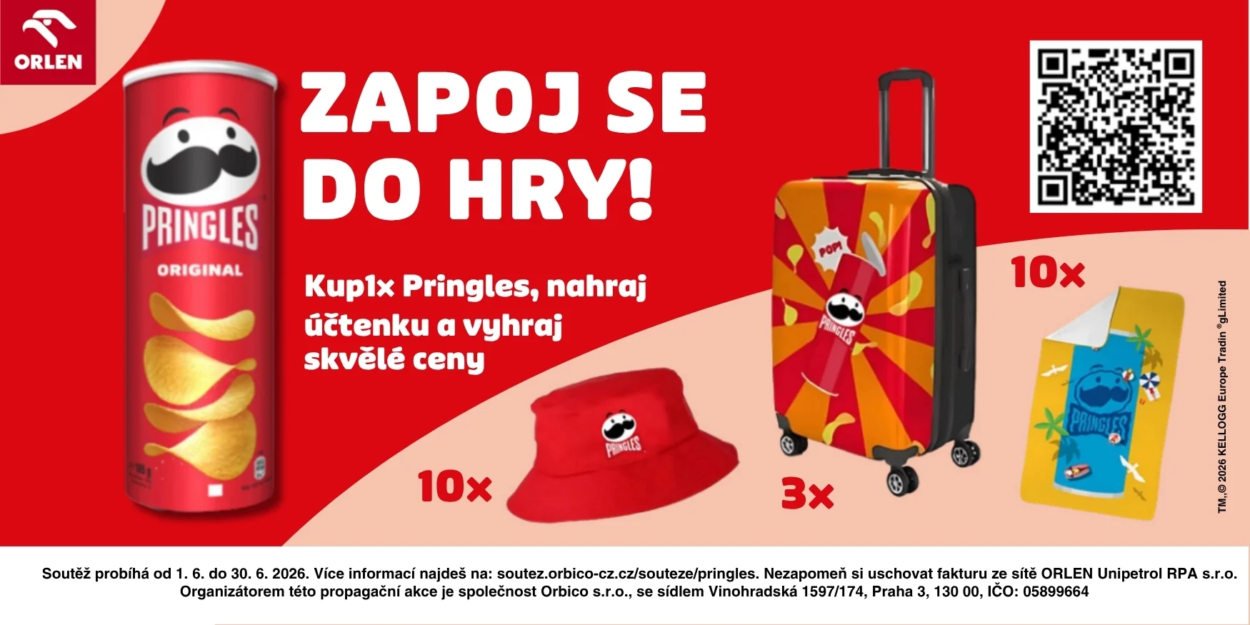 Olren Letni PRG letní soutěž x Orlen: vyhraj Pringles kufr, ručník nebo bucket hat ...